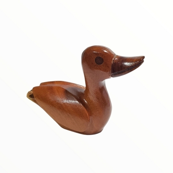 Hand carved solid dark wood duckling small 3" - Picture 2 of 13